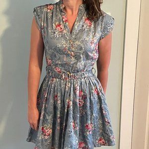Blue floral fit n flare dress